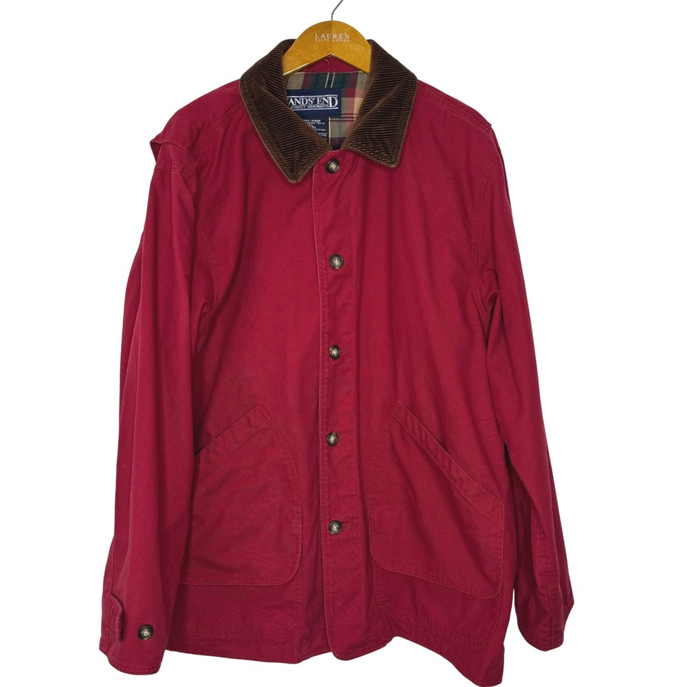 Vintage Lands' End‎ Chore/Barn Coat Mens Red XL